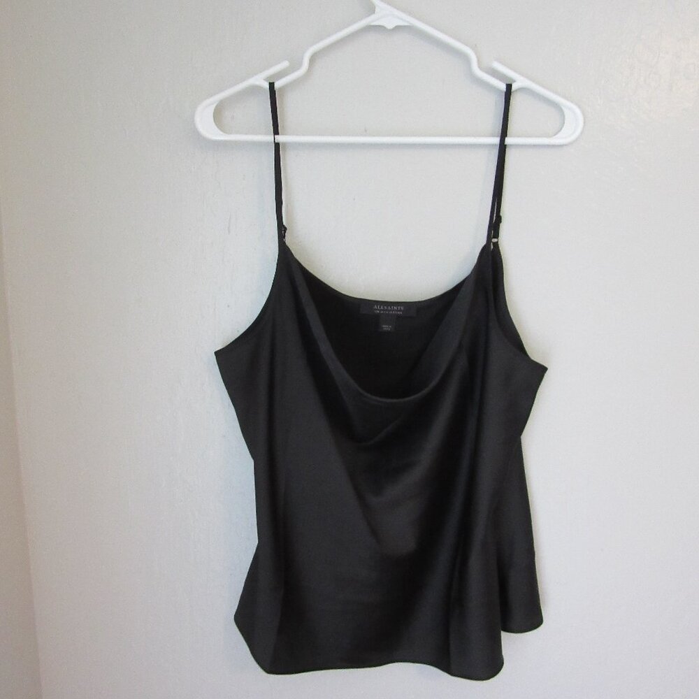 ALL SAINTS Black Cowl Neck Camisole Size 12